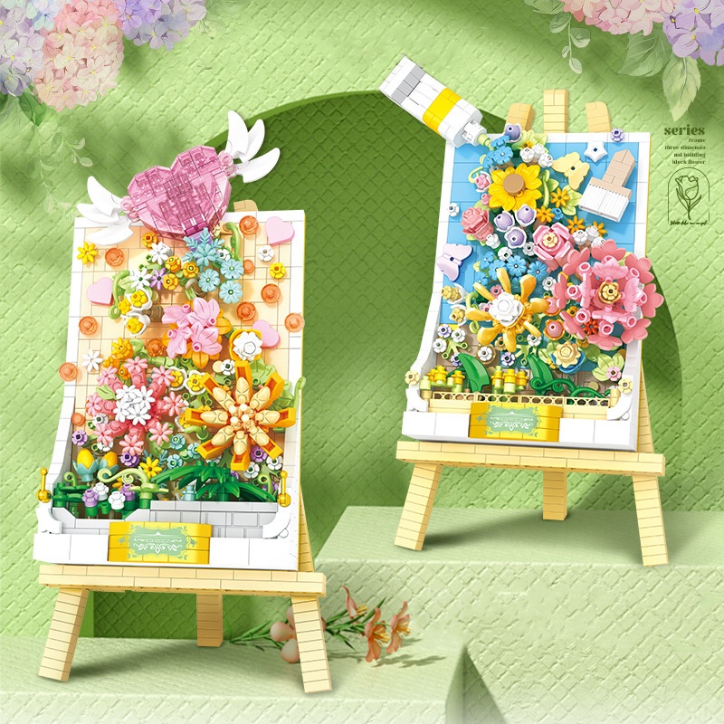 Lego Flower Easel Romantic Building Blocks Exhibition Stand Flowers ...