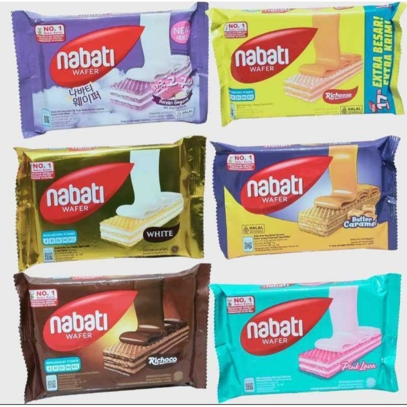 Nabati Wafer Peanut Butter Strawberry Pink Lava Butter Caramel Richeese Richoco White Korean