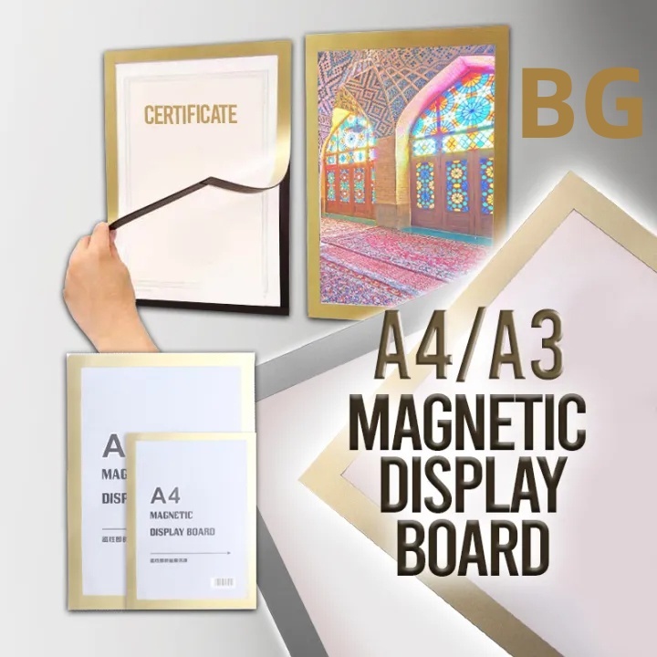 BG A4 Magnetic Display Board Photo Certificate Office Sticky Wall Frame ...