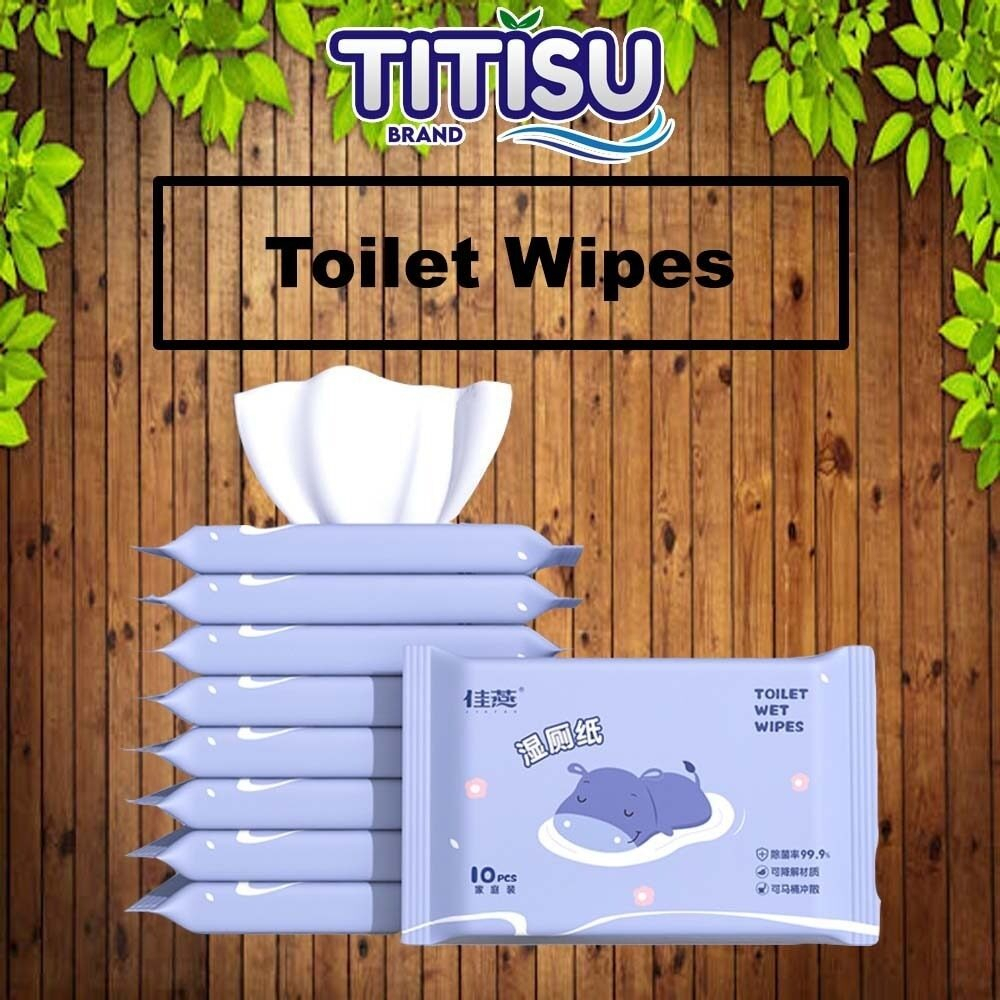 [10pcs] Tisu Basah Tandas Hippo Toilet Wet Wipes Small Compact Size Wet ...