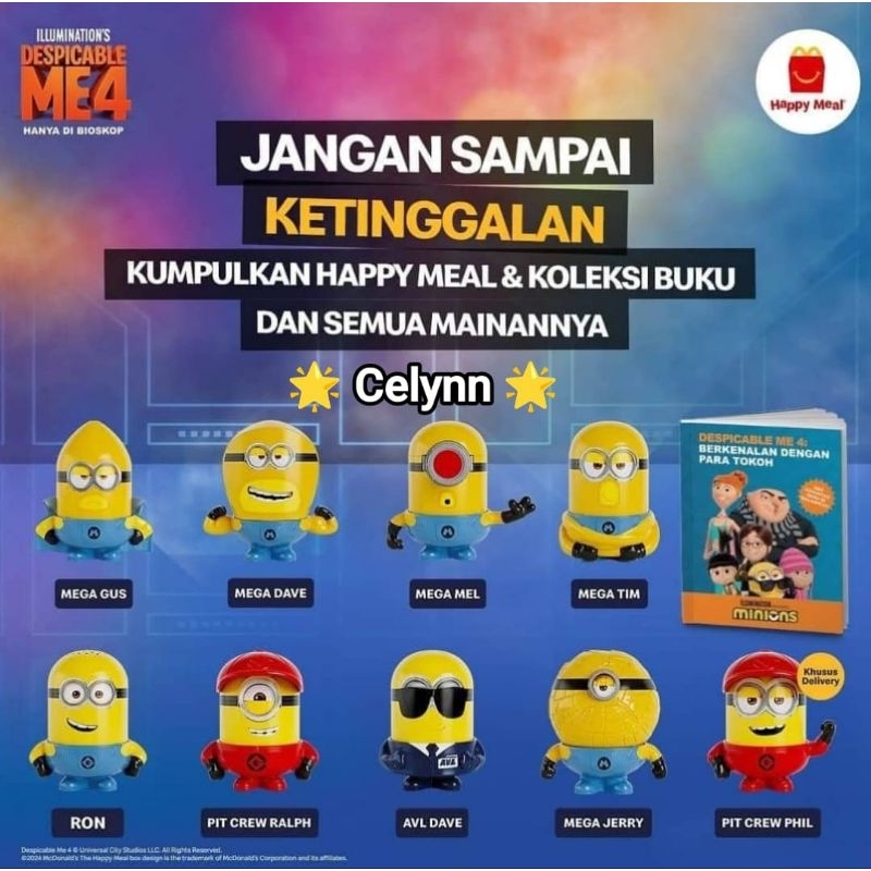 McDonald's McDonalds Mcd Mekdi Happy Meal Toy Minions Despicable ME 4