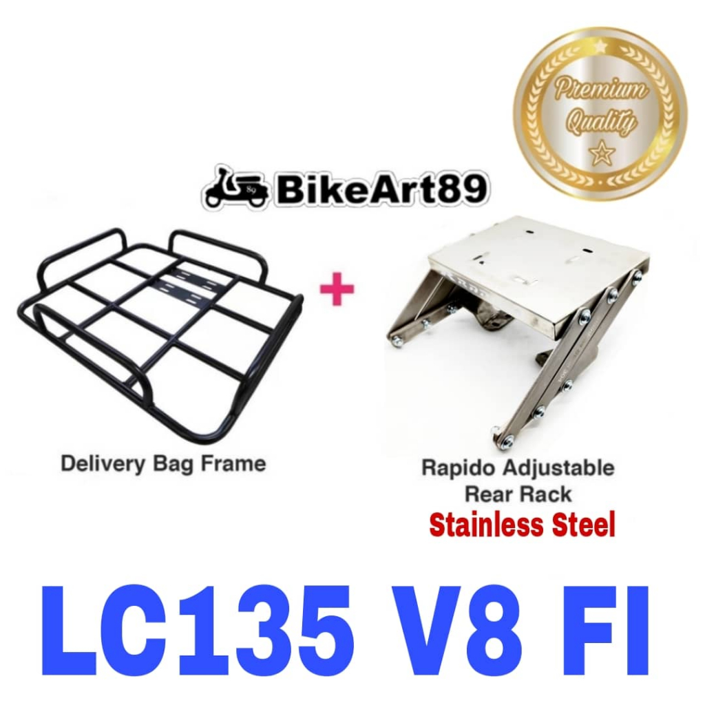 RAPIDO Stainless Steel 304 Monorack Yamaha LC135 V8 FI Food Grabfood ...
