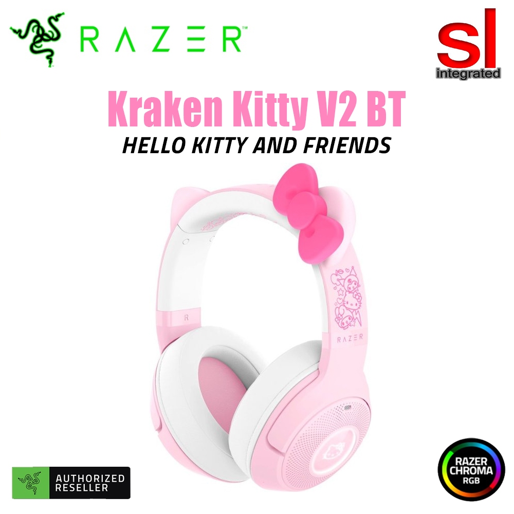 Razer Kraken Kitty V2 USB Wired RGB Headset: Chroma Kitty Ears - Illuminazione reattiva - Microfono cardioide HyperClear - Driver Triforce 40 mm - Audio surround 7.1 - Rosa quarzo (Ricondizionato