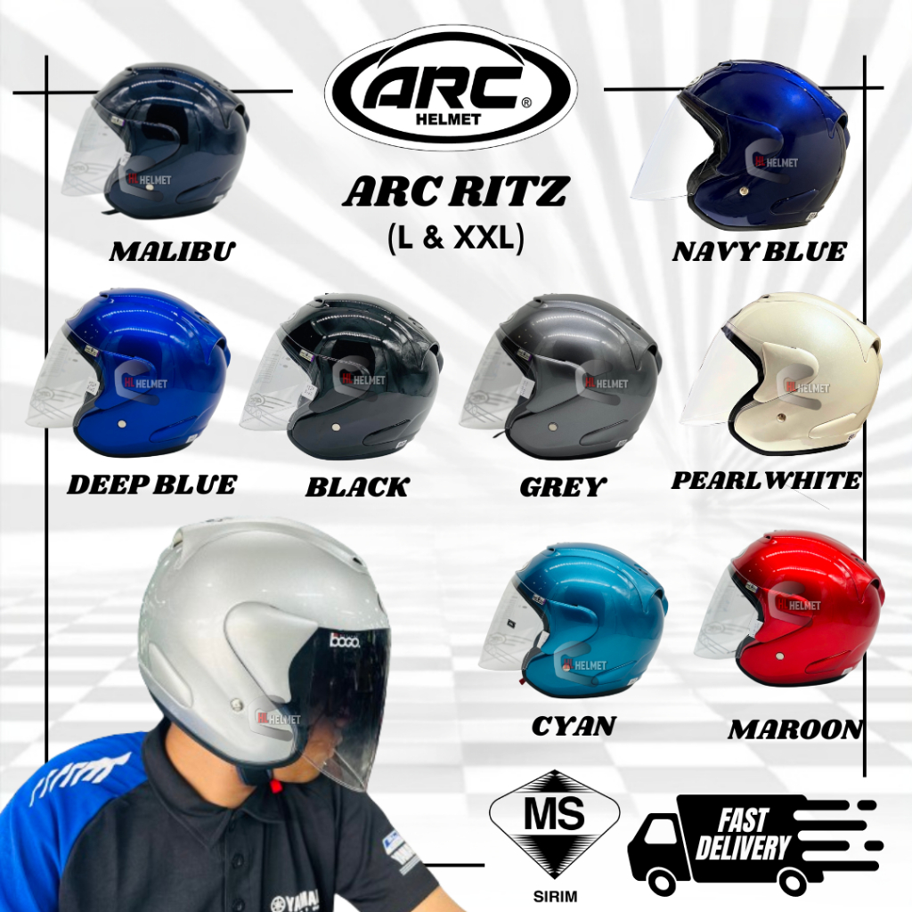 ARC RITZ PLAIN HELMET ARC RITZ (ARC HELMET RITZ PLAIN COLOUR)- ARC RITZ ...