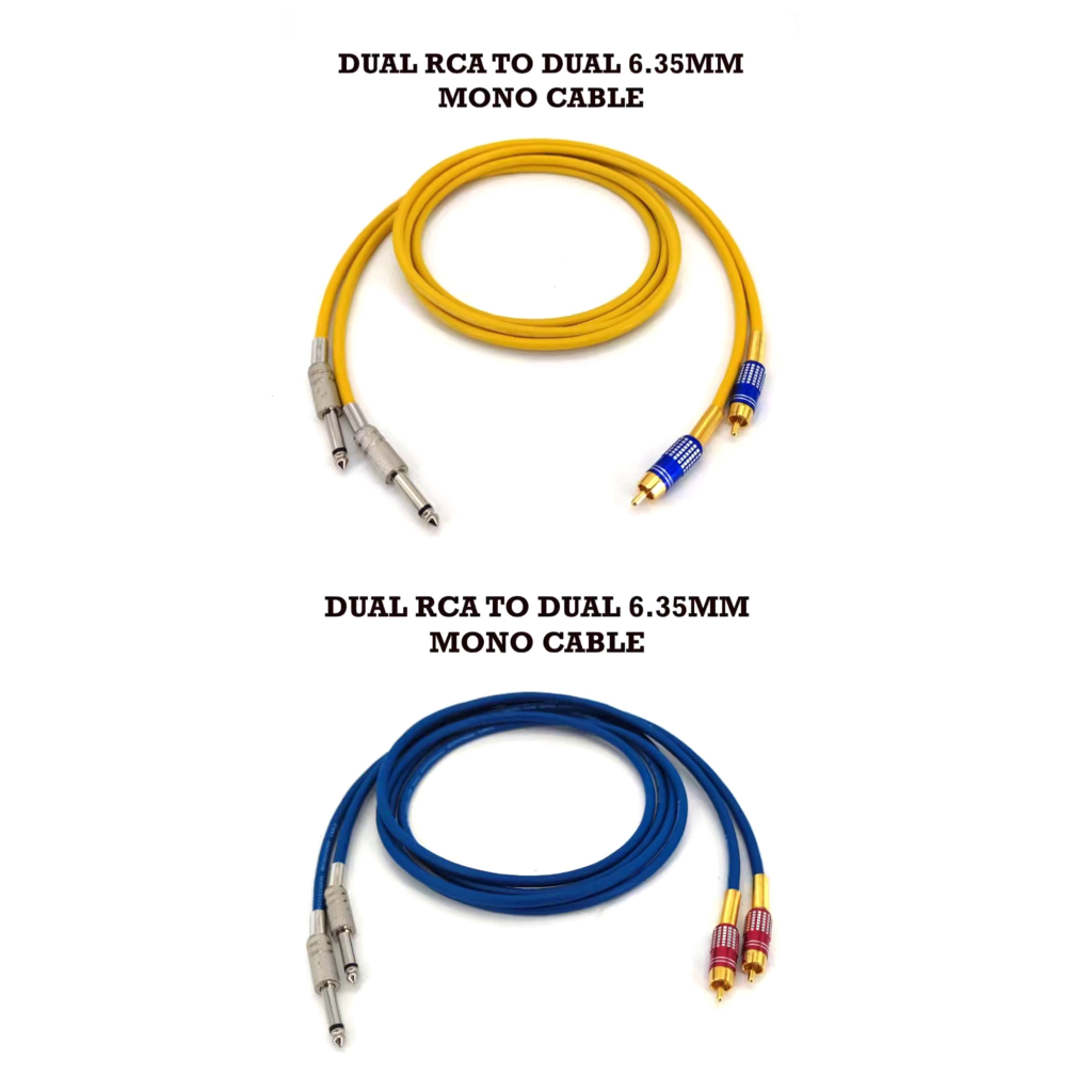 HIGH QUALITY DUAL RCA TO DUAL 6.35MM MONO CABLE ( 1.5 METER / 3 METER ...