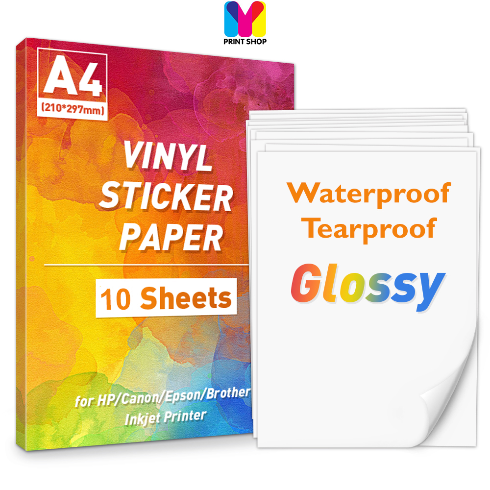 10Sheets Transparent Printable Vinyl Sticker Paper Waterproof A4