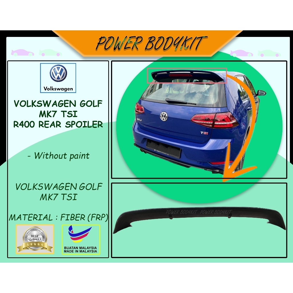 Volkswagen Golf MK7 TSI R400 Rear Spoiler Material Fiber (FRP) | Shopee ...