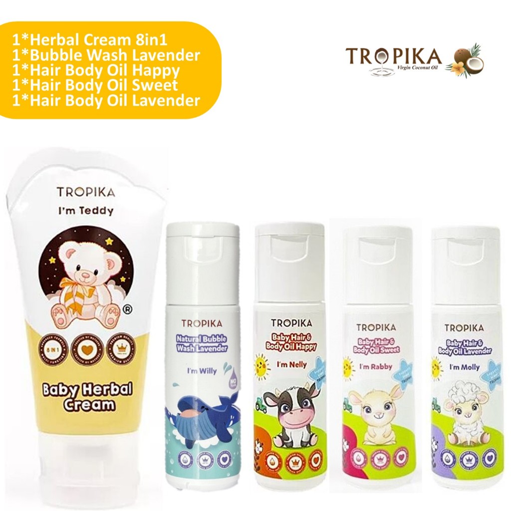 VOUCHER Tropika Baby Hair Body Oil 30ml/100ml (Happy Peach,Sweet  Rose,Lavender)