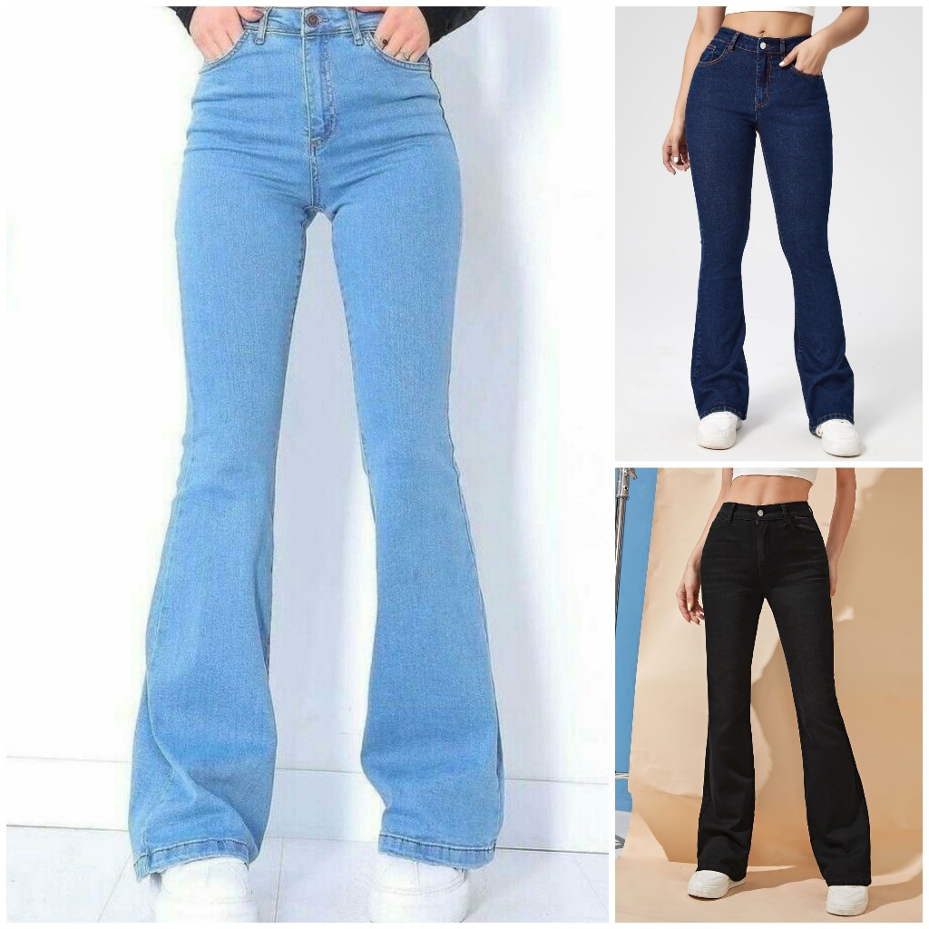 Sexy Korean Fashion High Waist Bootcut Flare Pants Retro Jeans Stretchable  Boot cut For Women*2139