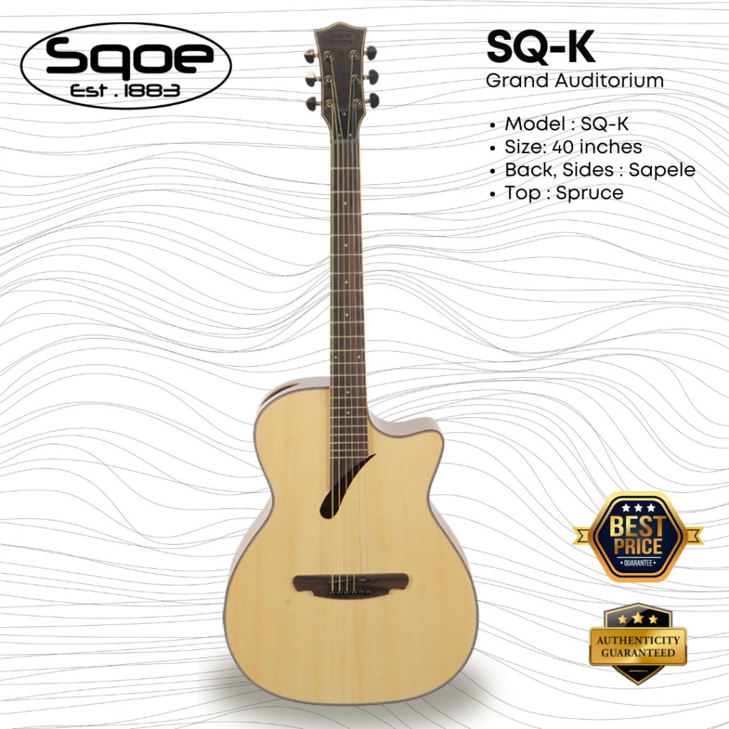SQOE SQ-K 40 inch Grand Auditorium Acoustic Guitar ( SQK / SQ K ...