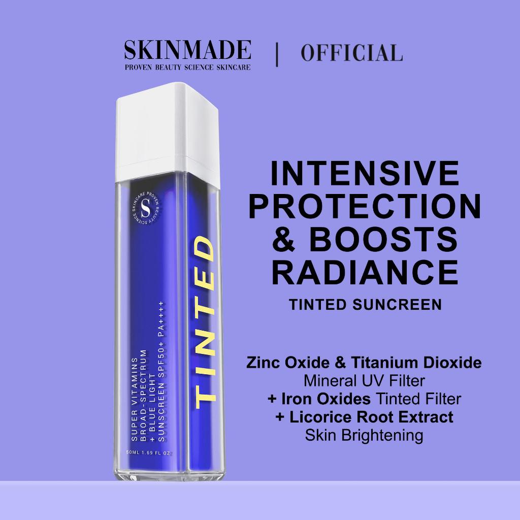 SKINMADE 100 Mineral Zinc UV Sunscreen SPF 50 + Double Cleanser ( Make