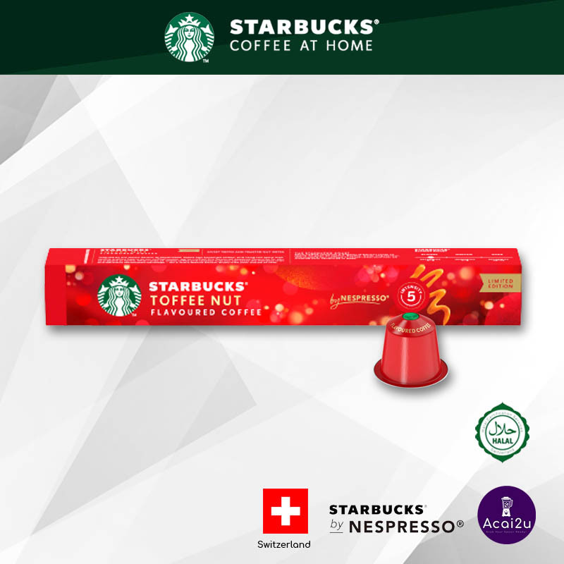 Starbucks Toffee Nut Flavoured Coffee by Nespresso Blonde Roast Coffee Capsules (Sleeve of 10 x