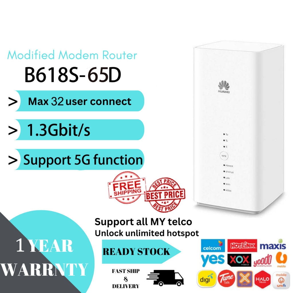 Modified Unlimited Hotspot Huawei B618 B618S 65D B818 263 4G 5G LTE ULTRA 1300Mbps CAT11 Direct