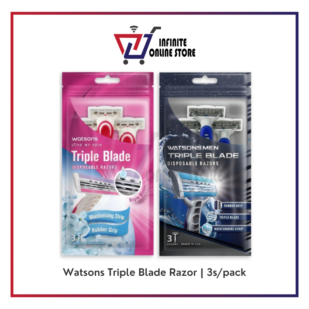 WATSONS Triple Blade Disposable Razors (3s) (Ladies / Men) | Shopee ...