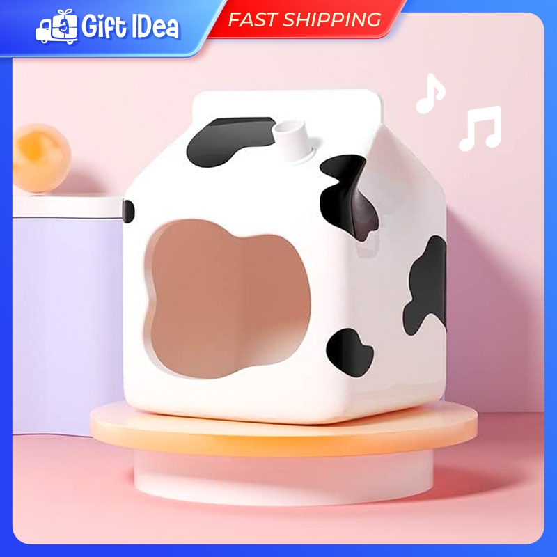 Jonsanty Ceramic Hamster Hideout Milk Box Shape for Syrian Hamster