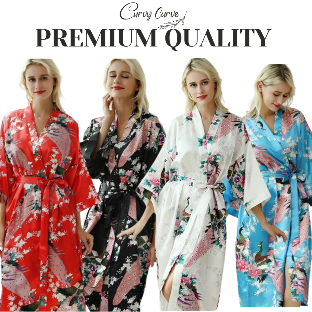 Curly Curve Premium Quality Wedding Satin Bathrobe Wedding Bride and ...