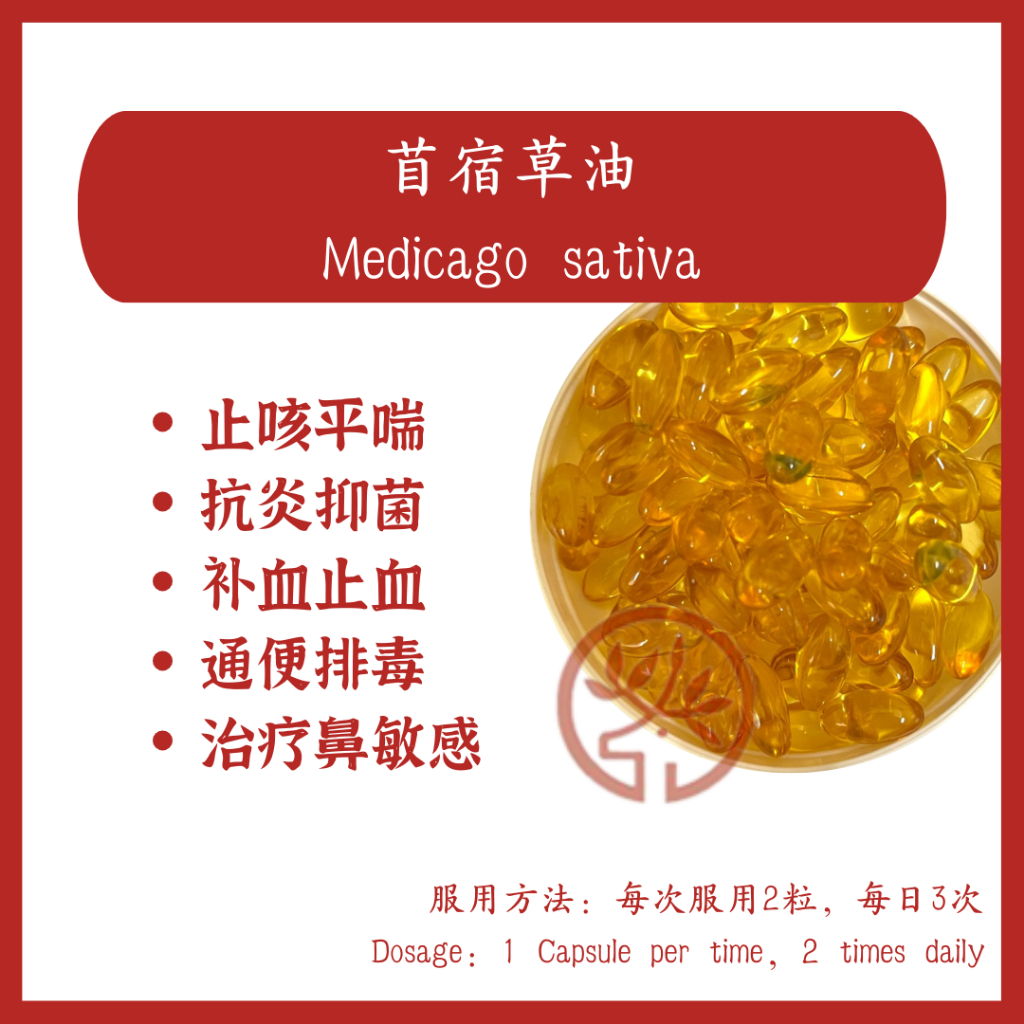 Alfalfa Grass Oil 100 Capsules Medicago sativa 100Pill AntiCoughing