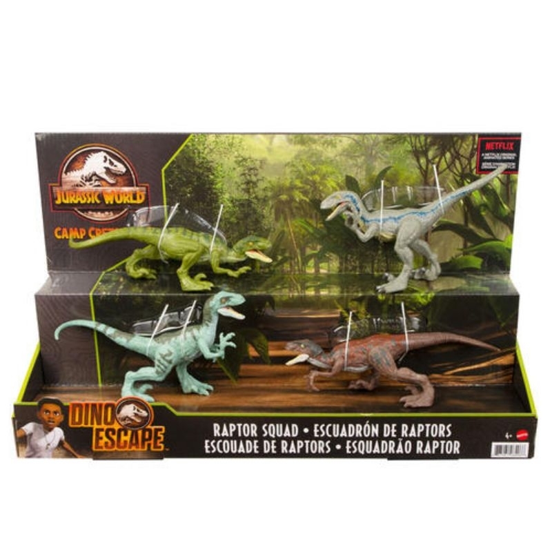 Mattel Jurassic World Raptor Squad Blue, Charlie, Delta & Echo Pack ...