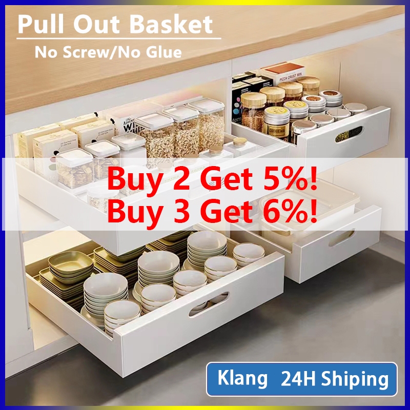 Kitchen Cabinet Pull Out Dish & Bowl Rack With Slide Rails ...