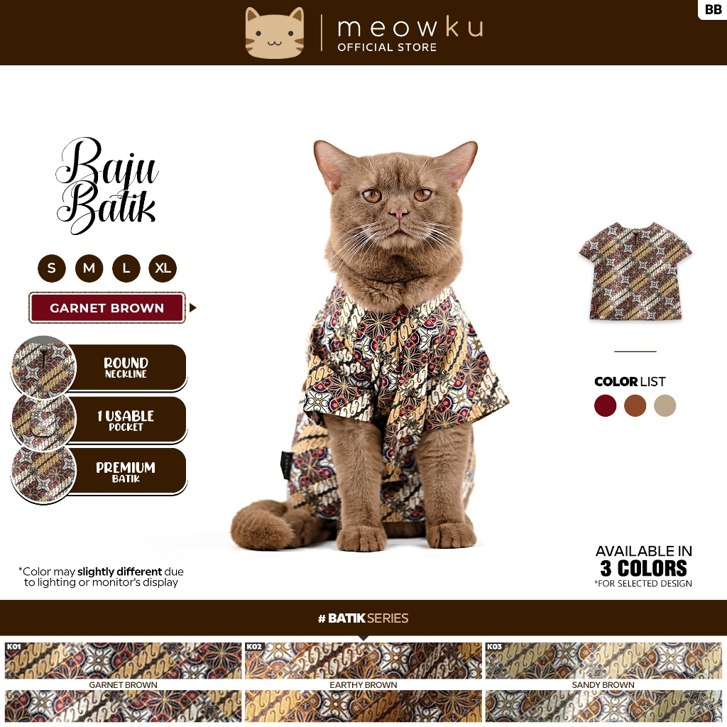 Meowku Batik Clothes (Cat Raya Clothes) Batik Series Shopee Singapore