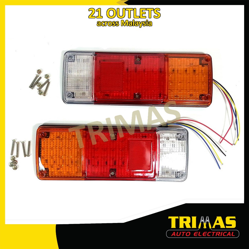 thumbnail interactive-video image 1 of 2x 12V 20 LED Trailer Truck Bus Van Stop/Tail/Indicator Lights – Clear Lens, ST0162 1 of 2