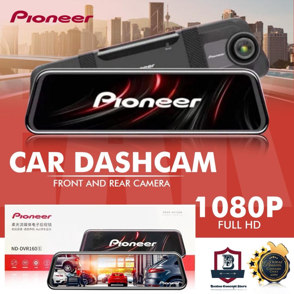 Pioneer ND-DVR160s P2 2K HD Dashcam DVR Car Recoder Rearview Mirror ...
