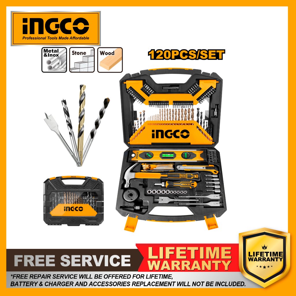 INGCO 120pcs Accessories Set Tools Kit HKTAC011201 with Drill Bits ...