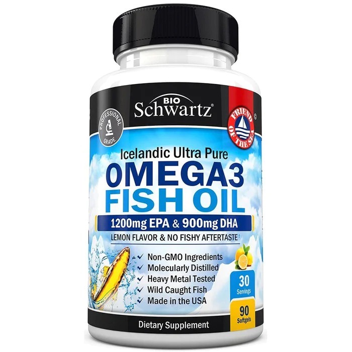 BioSchwartz Omega-3 Fish Oil formula includes 1200mg of EPA, 900mg of ...