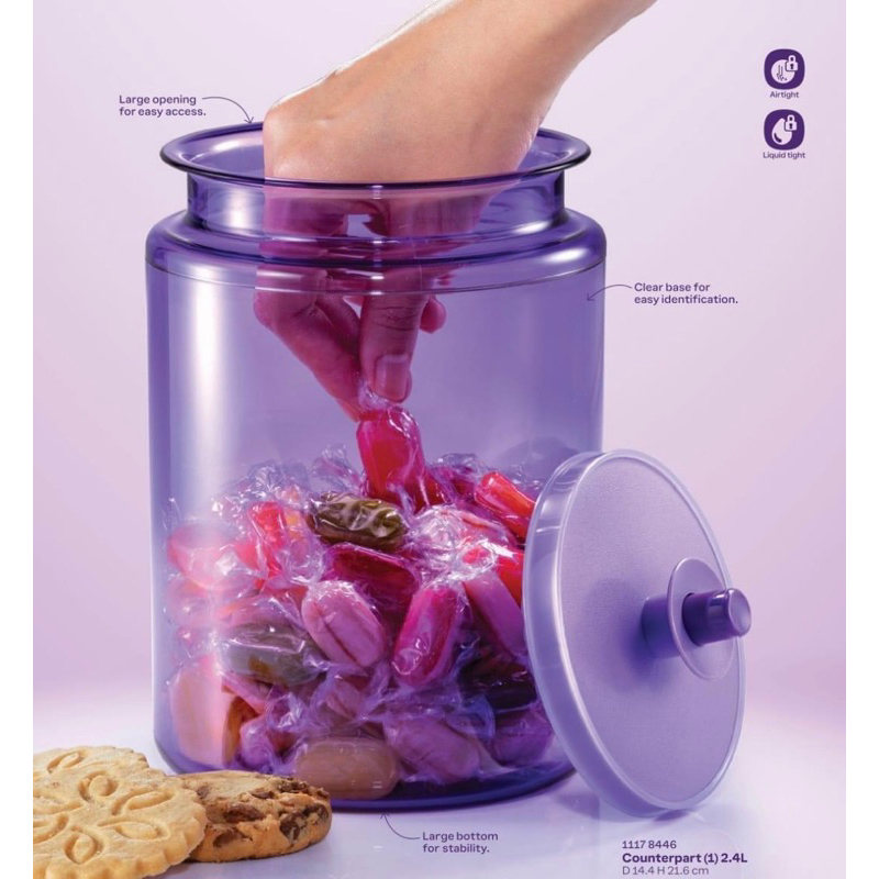 Tupperware Counterpart 2.4L Counterpart 900ml cookies canister acrylic ...