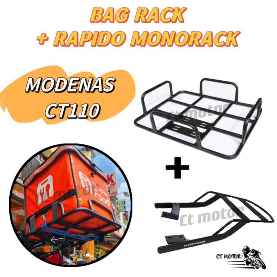 ct motor MODENAS CT110 Rapido Monorack + Bag Delivery Besi Frame Rack ...