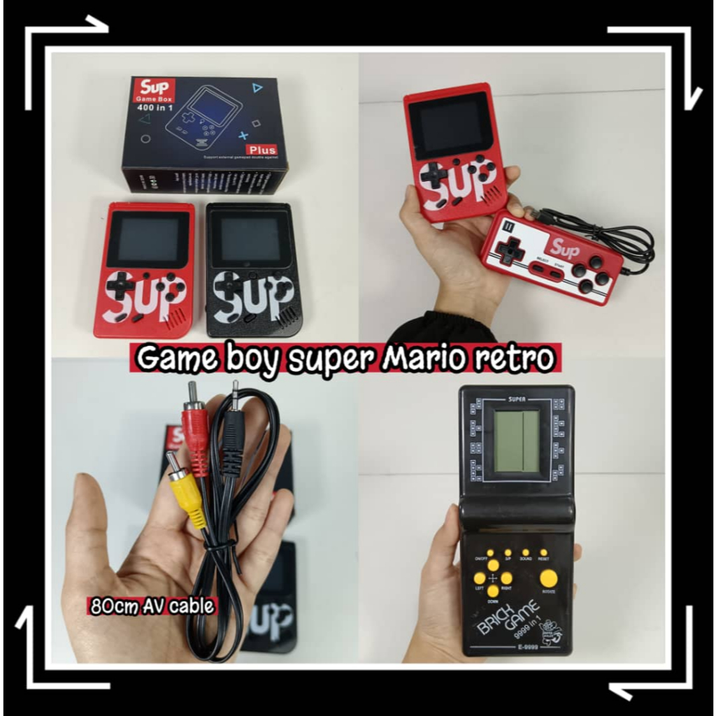 mini gameboy super mario retro portable (400 in 1) 1/2player console double  remote mainan budak nintendo childhood game
