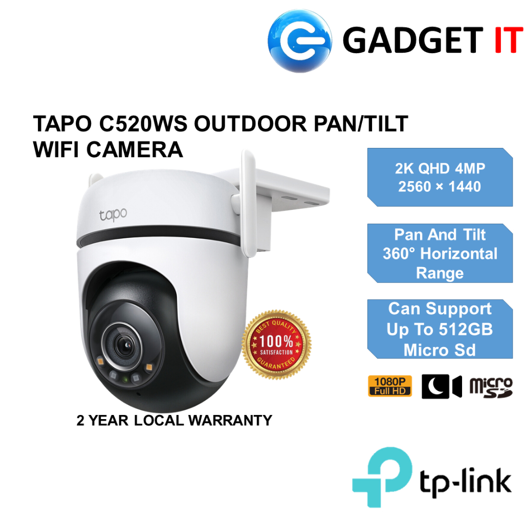 TP-LINK TAPO C520WS QHD 4MP CCTV PAN TILT AI OUTDOOR HOME WIFI NETWORK SECURITY  CAMERA