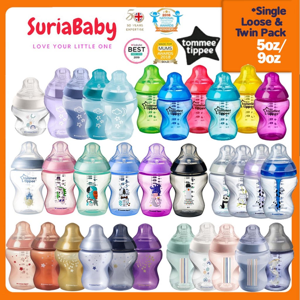 6 x Tommee Tippee Baby Bottles 150ml/5oz 260ml/9oz 230ml/12oz