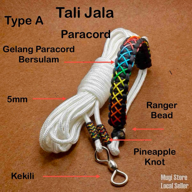 Tali Jala cast net rope ( paracord bracelet with stitches) | Shopee ...