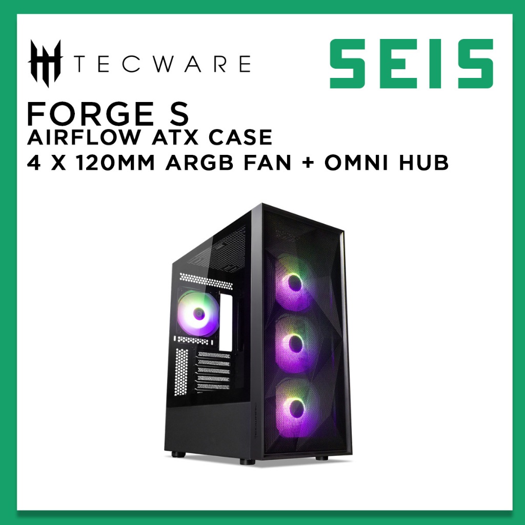 Tecware Forge S Omni Tg Argb Atx Gaming Case X Mm Argb Fan Omni