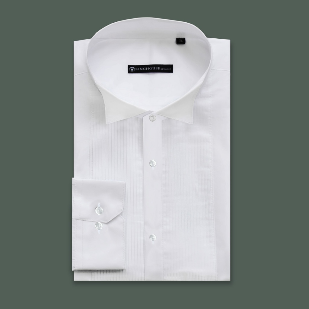 white wing tip tuxedo shirt