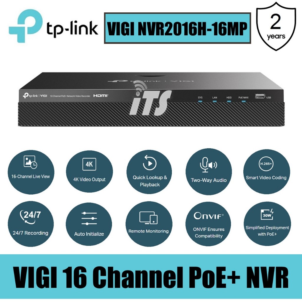 TP-Link VIGI 16 Channel PoE+ Network Video Recorder - 140W PoE