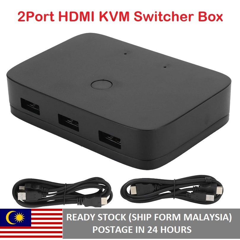 2Port USB HDMI KVM Switch Splitter Control Box For PC Sharing Keyboard ...