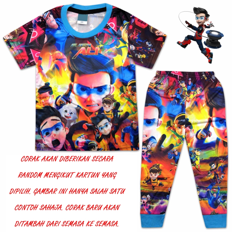 Kids Cartoon Full Print Microfiber Pajamas Random Color 2 6Y Kids Girl Boy Sleep Wear Casual Pyjamas Allover Micro Shopee Singapore