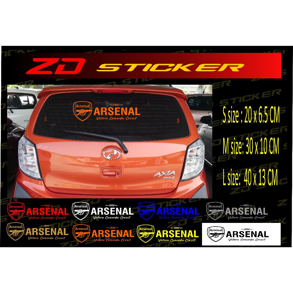 Arsenal football club Car/Motor sticker -8 colours, 3 Size- High grade ...