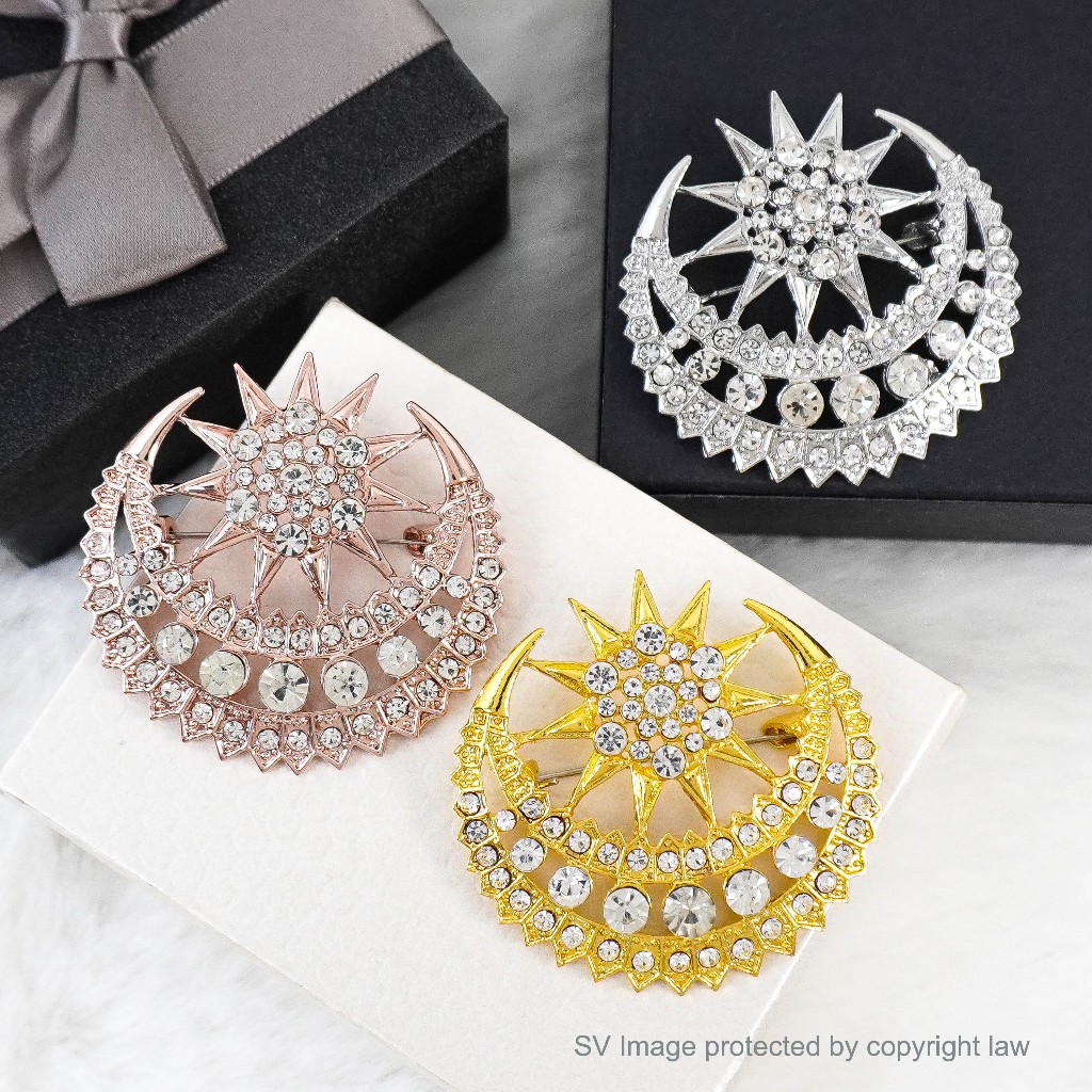 Crescent Moon Songkok Dokoh Brooch Malay Tanjak PinBINTANG 39Mm