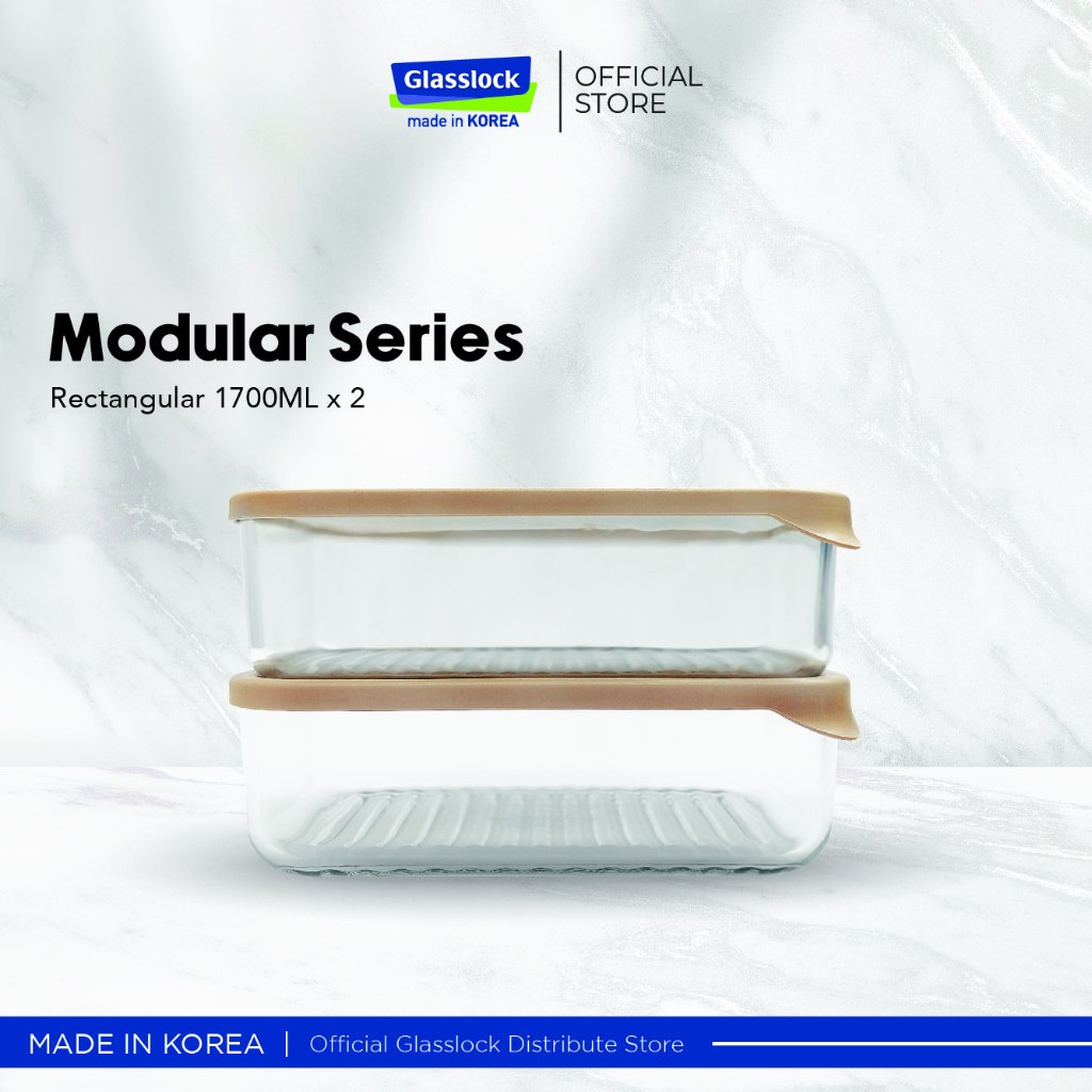(Microwave Safe)Glasslock Modular Series Food Container Bekas Kaca ...