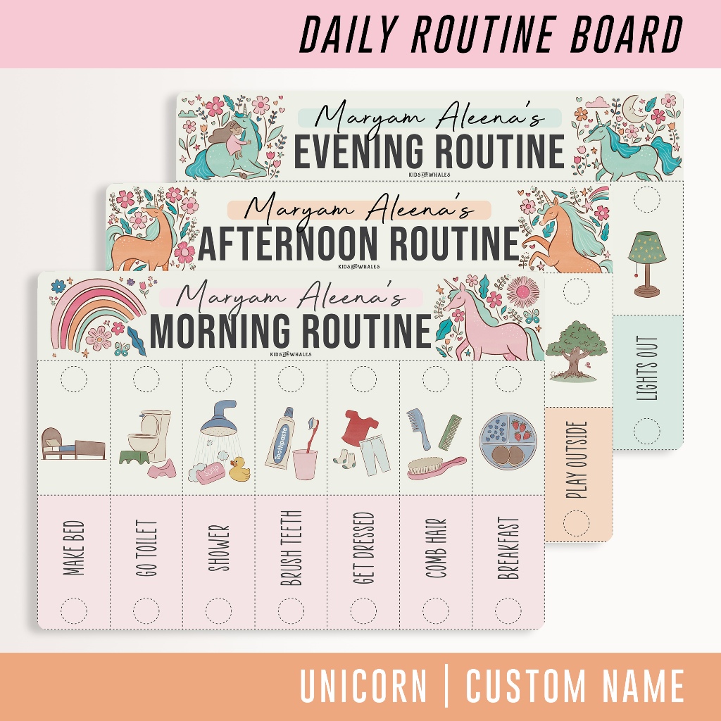 Unicorn Daily Routine Board Rutin Harian Autism Chart Visual Chart ...