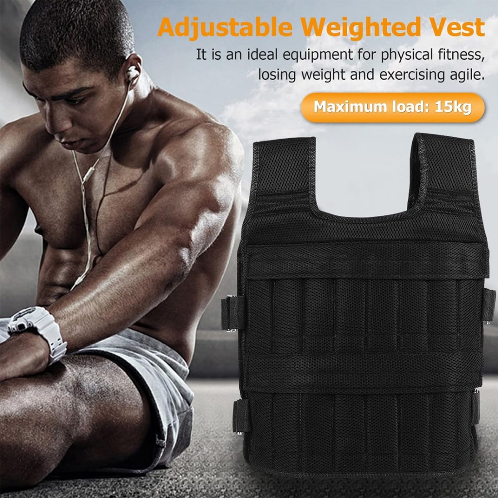 5KG 10KG 15KG Fitness Weighted Vest Adjustable Weighted Jacket Running Weight Vest Steel Plate Included Shopee Singapore