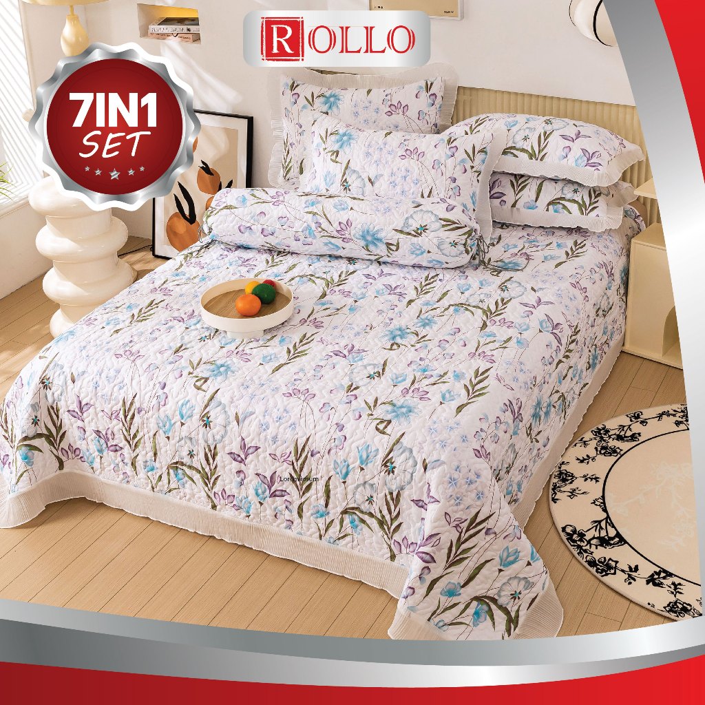 CADAR PATCHWORK ROPOL WITH COMFORTER (7IN1) SET 100% COTTON BEDSHEET ...