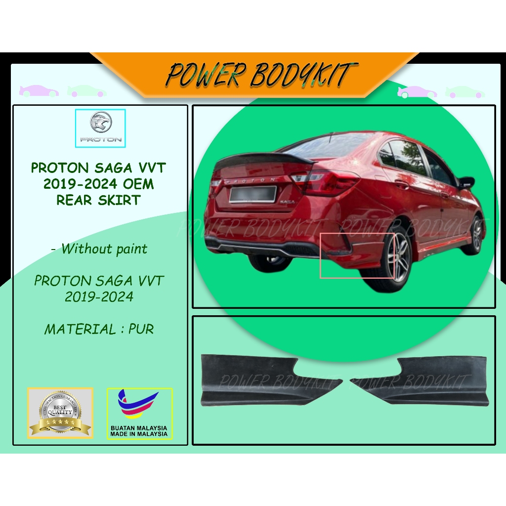 Proton Saga VVT 2019-2024 OEM Rear Skirt 2019 2020 2021 2022 2023 2024 ...