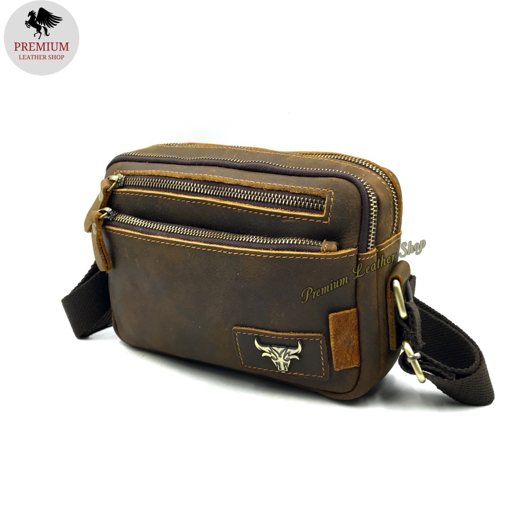 Rush Rider Full Cow Leather Sling Bag Men Shoulder Bag Cross Body Men ...