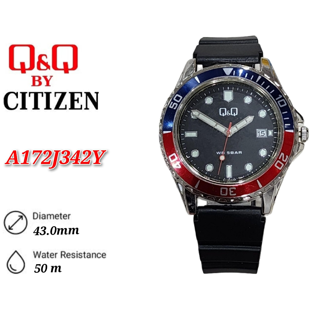 Q Q Watch by Citizen Men Watch A172J342Y Rubber Strap