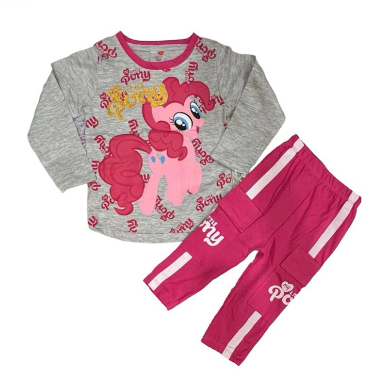 SAIZ 1 6 Q K Cargo Pants Pocket Girl Long Sleeve Pyjamas Set Pajama Baju Tidur Budak Perempuan Homeware Q14