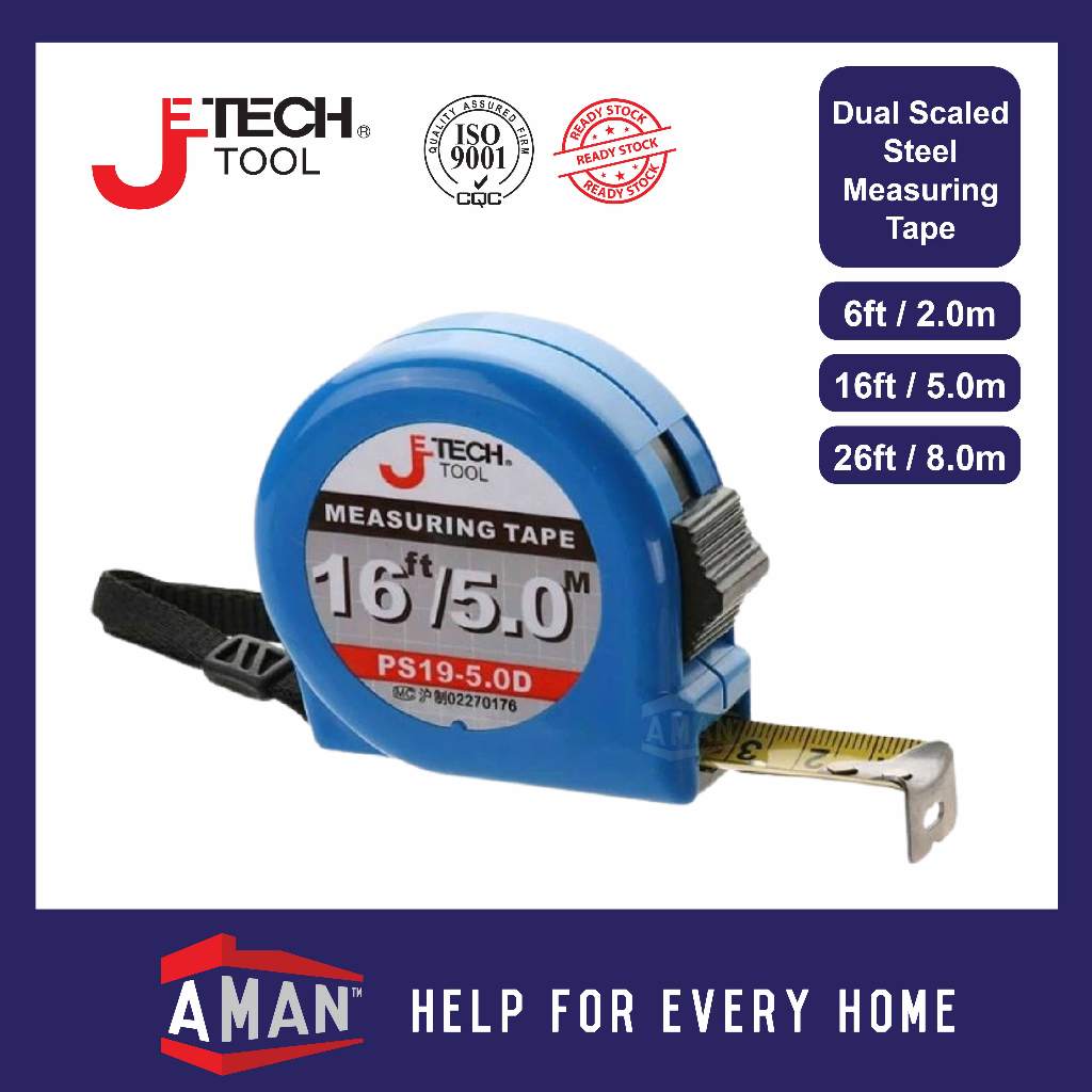 JETECH Measuring Tape Dual Scaled Steel Tape Measurement Hardware Pita